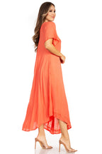 Women’s Embroidered Lace-Up Maxi Dress