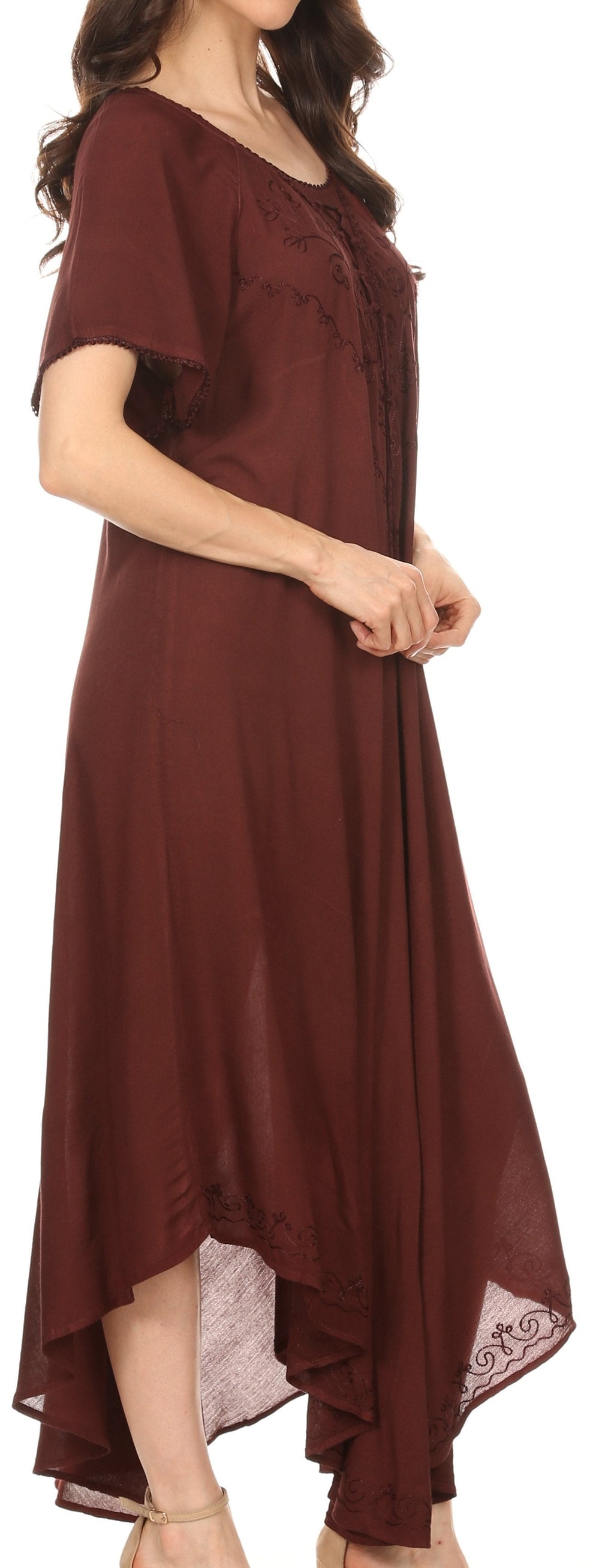 Women’s Embroidered Lace-Up Maxi Dress