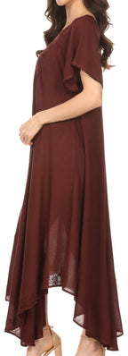 Women’s Embroidered Lace-Up Maxi Dress