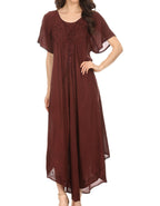Women’s Embroidered Lace-Up Maxi Dress