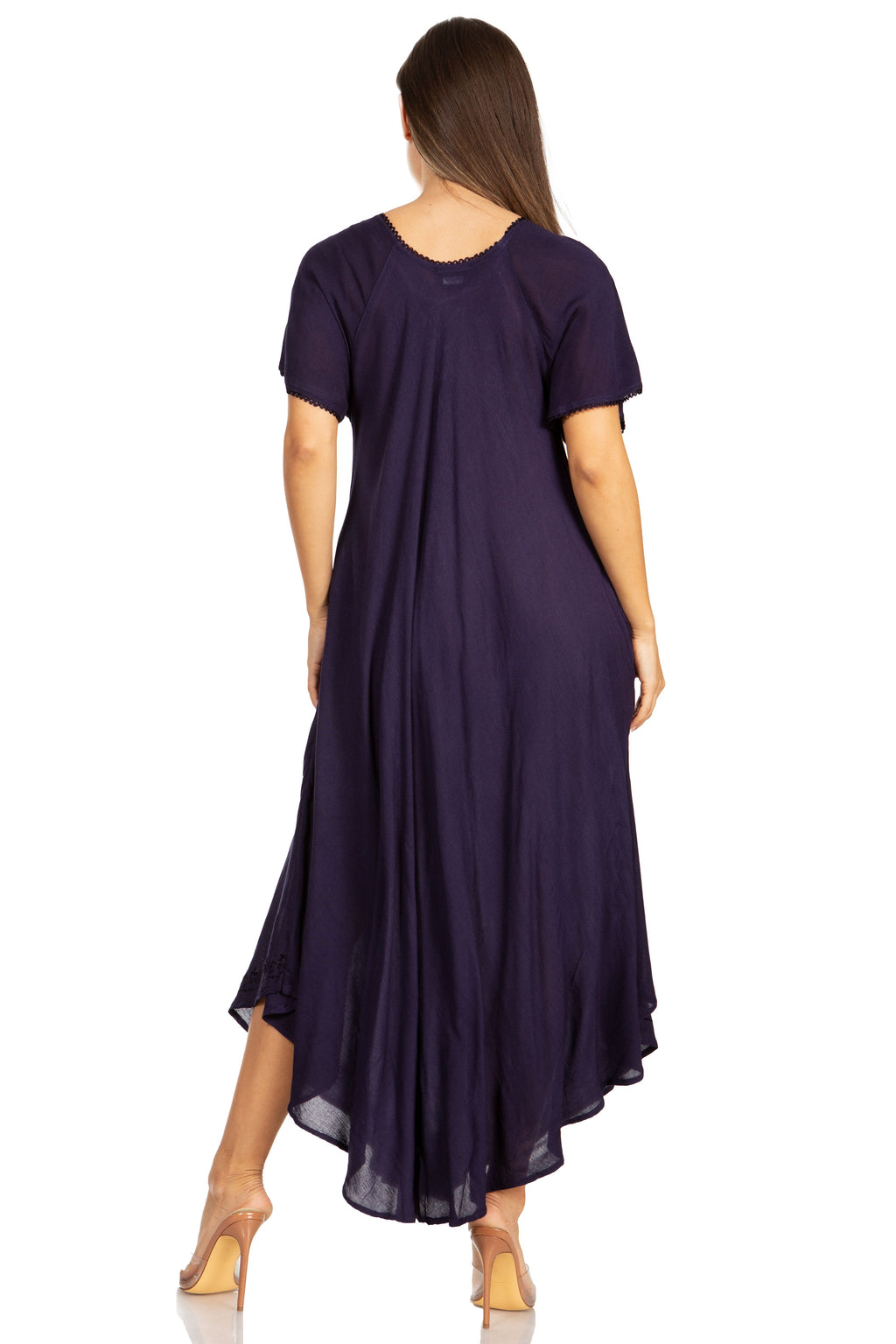 Women’s Embroidered Lace-Up Maxi Dress