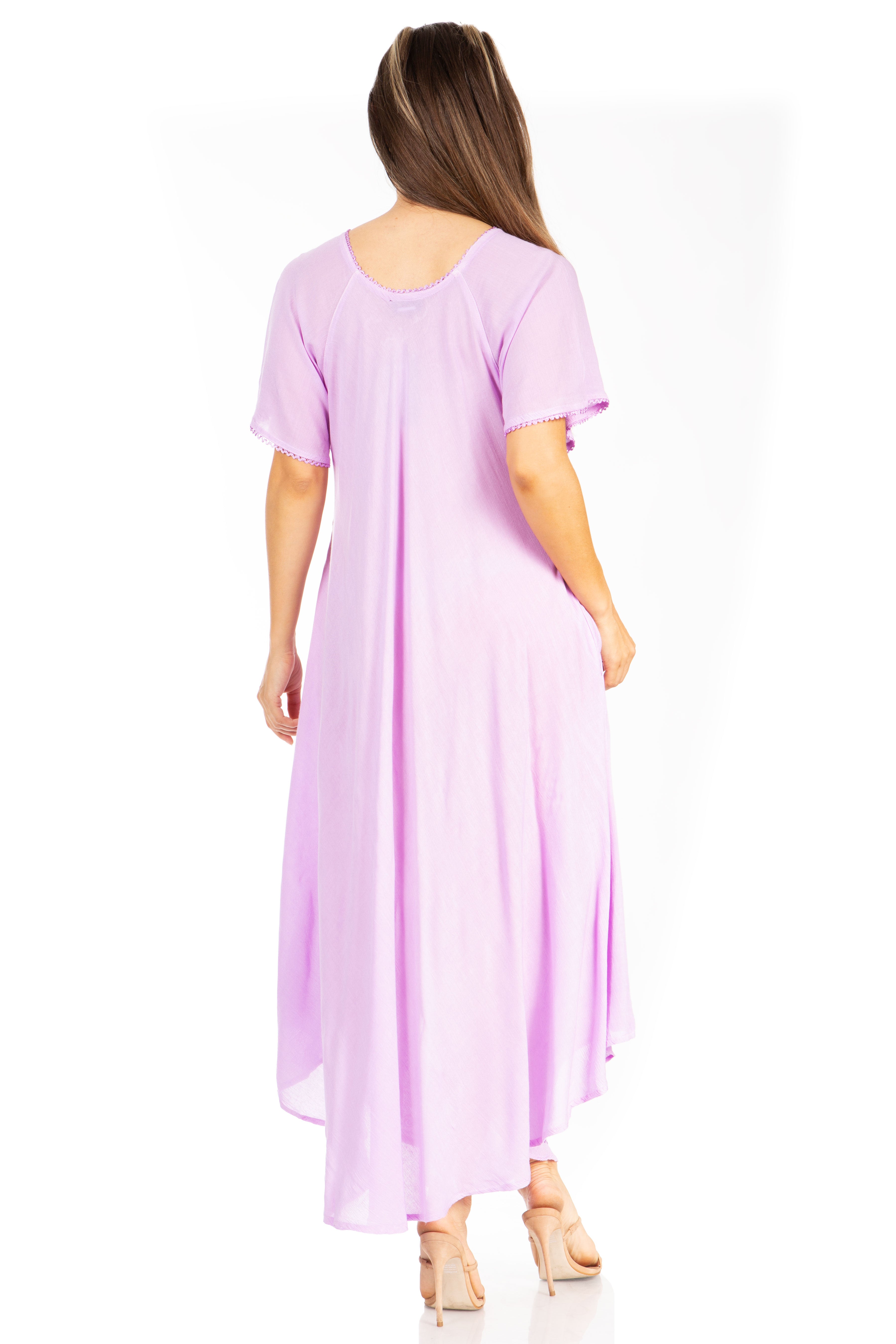 Women’s Embroidered Lace-Up Maxi Dress