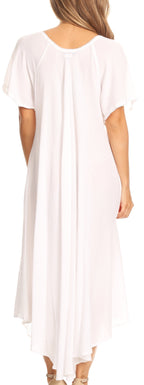 Women’s Embroidered Lace-Up Maxi Dress