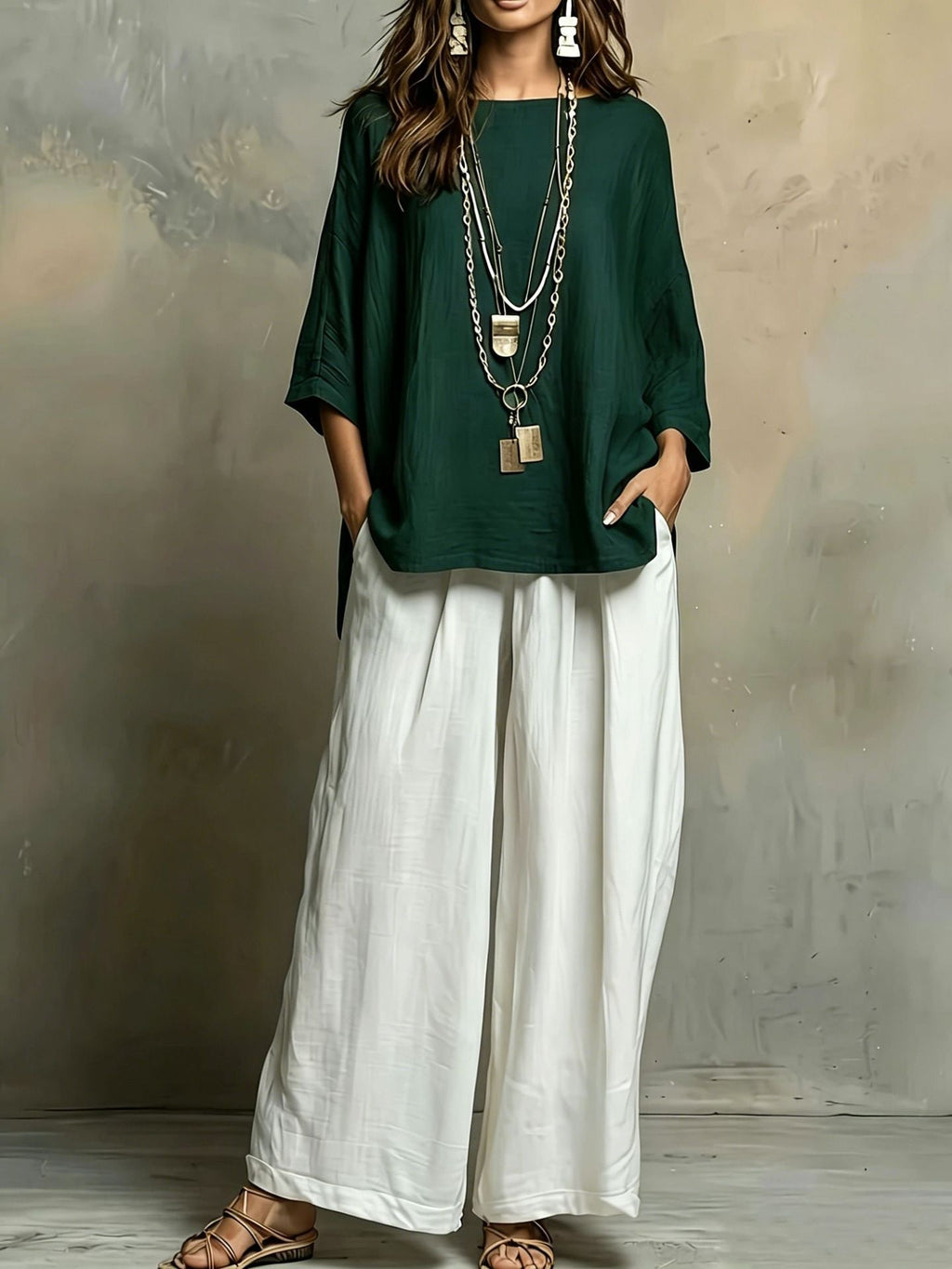 Bohemian Three-Quarter Sleeve Relaxed Top