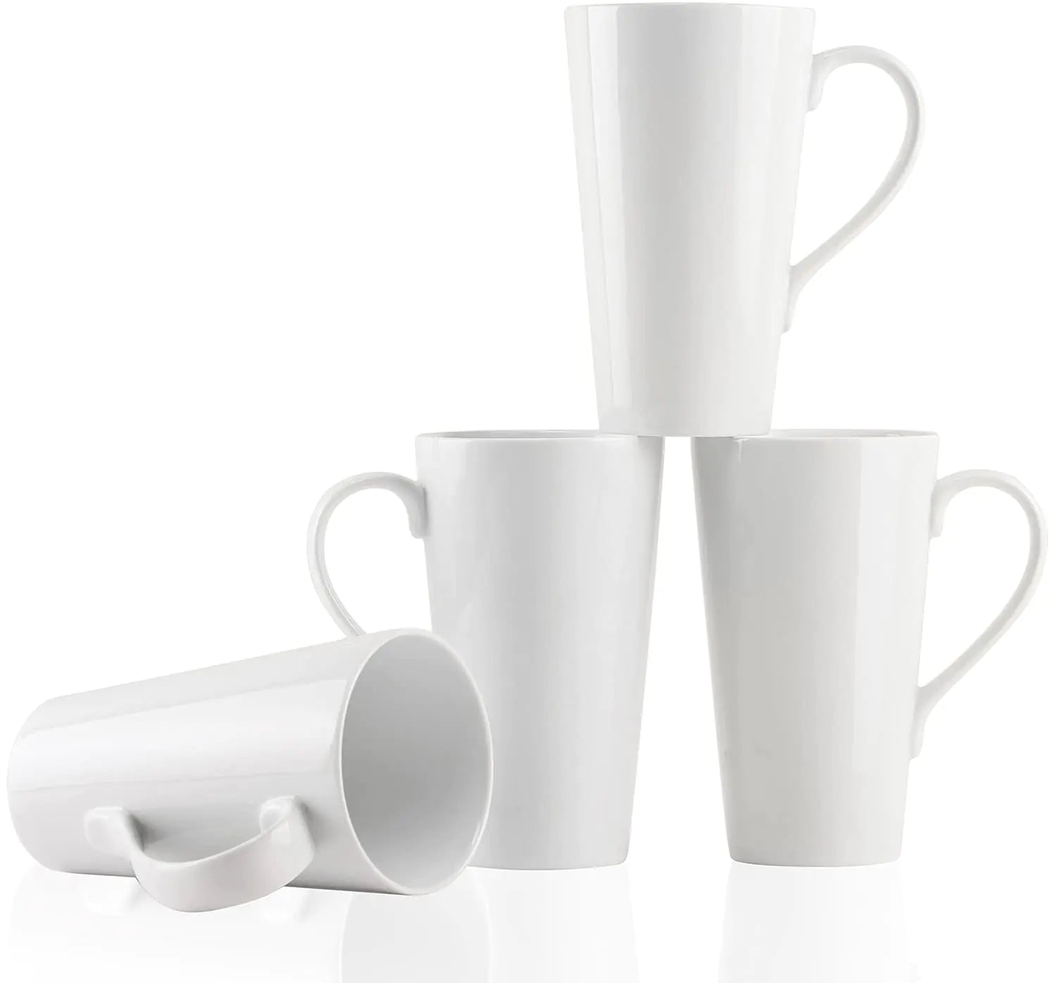 4-Piece Ceramic 16 oz Coffee Mug Set – Buyajuju (White)