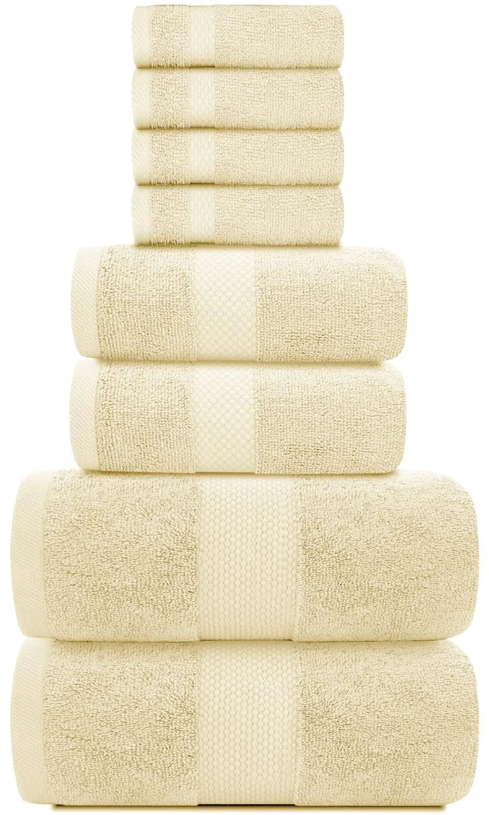 8-Piece Combed Cotton Towel Set (Beige)