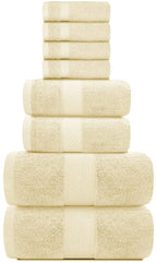 8-Piece Combed Cotton Towel Set (Beige)