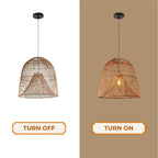 Handwoven Rattan Bell Pendant Light – Wabi-Sabi Style