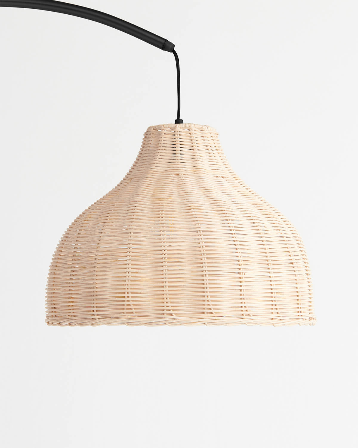 Arc Floor Lamp with Wicker Shade – Color Options