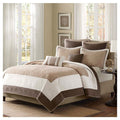 7-Piece Quilted Bedspread Set – Brown, Ivory, Tan & Cream
