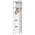 Bathroom Cabinet Tower with 3 Drawers & 2 Open Shelves – White