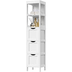 Bathroom Cabinet Tower with 3 Drawers & 2 Open Shelves – White