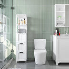 Bathroom Cabinet Tower with 3 Drawers & 2 Open Shelves – White