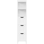 Bathroom Cabinet Tower with 3 Drawers & 2 Open Shelves – White