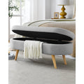 Mid-Century Modern Storage Bench – Gray Linen