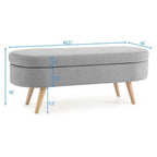 Mid-Century Modern Storage Bench – Gray Linen