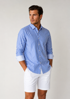 Men’s Go Big Stripe Long Sleeve Tech Shirt – Royal Blue