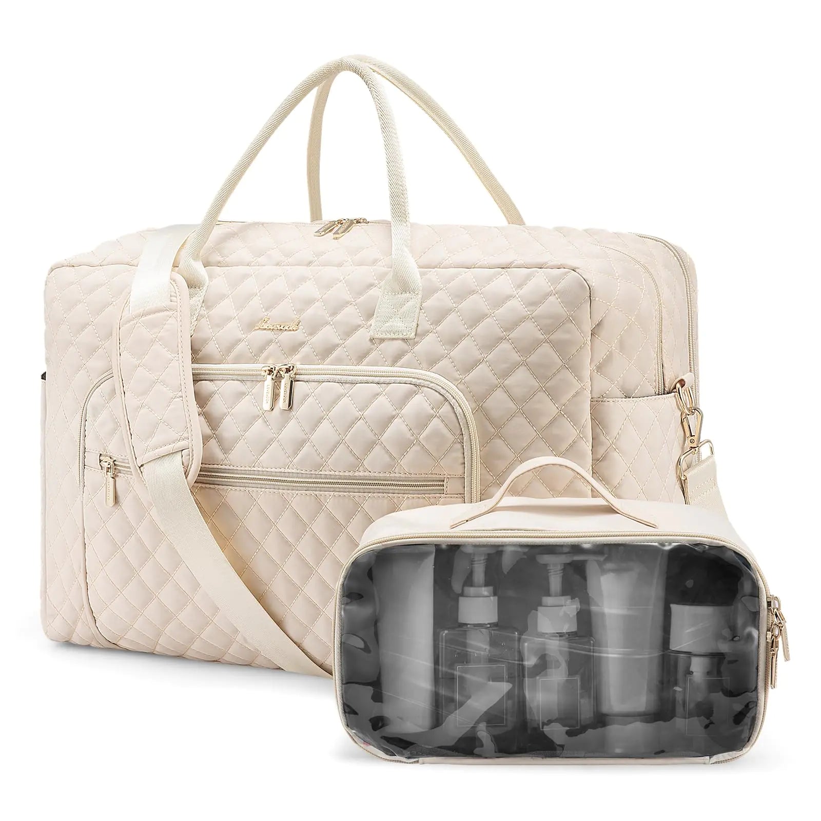 Travel Weekender Duffle Bag – Beige LoveVook