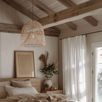 Handwoven Rattan Bell Pendant Light – Wabi-Sabi Style