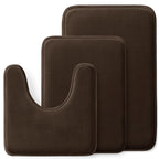 3-Piece Memory Foam Bathroom Rug Set – Huxmeyson (Brown)