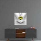 Gold Lips Glass Wall Art – Size Options