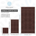 8-Piece Combed Cotton Towel Set (Brown)
