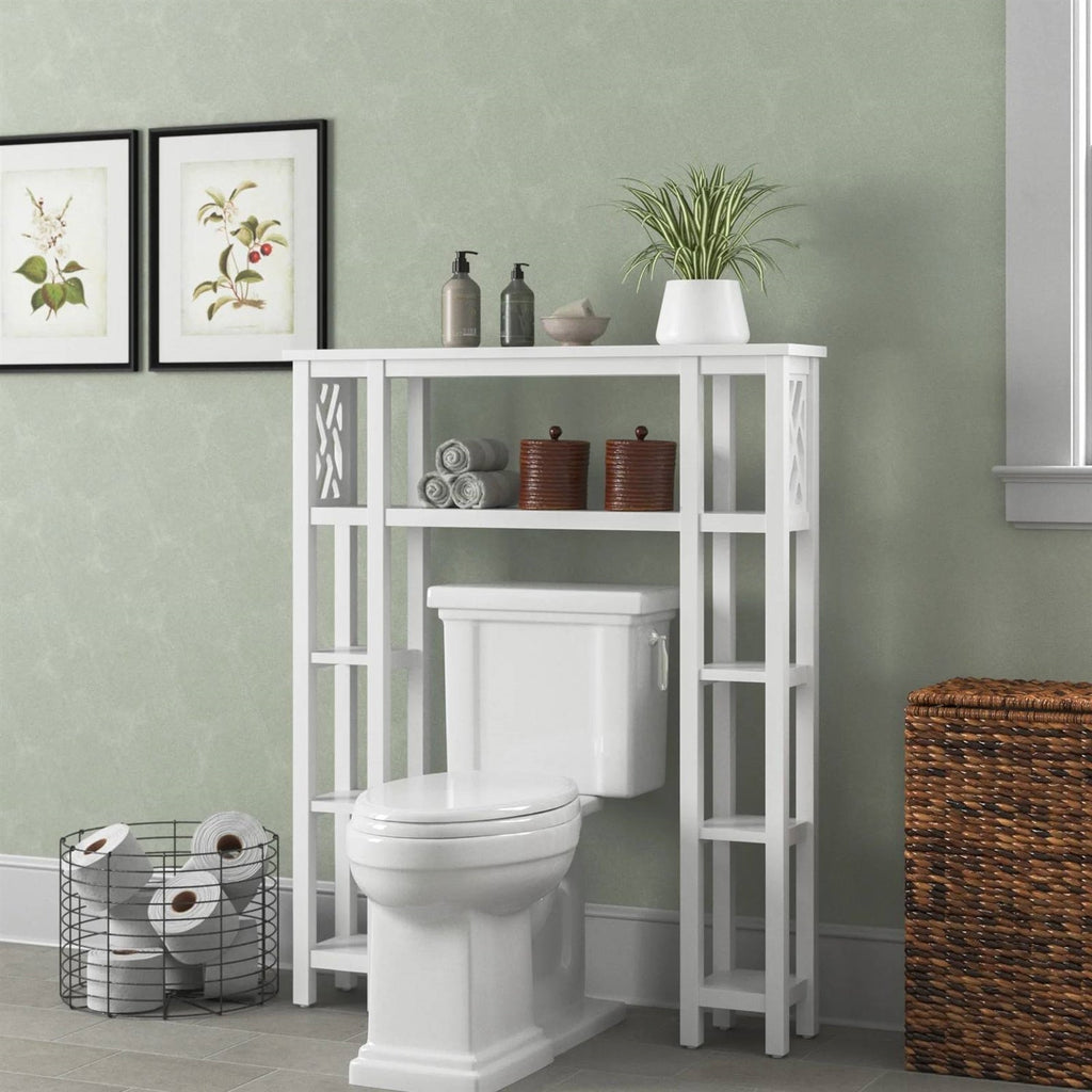 Over-the-Toilet Bathroom Shelving Unit – 9 Shelves, White