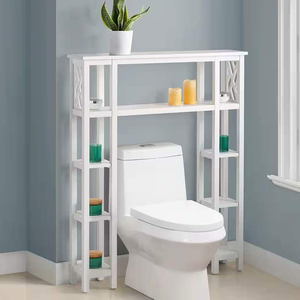 Over-the-Toilet Bathroom Shelving Unit – 9 Shelves, White