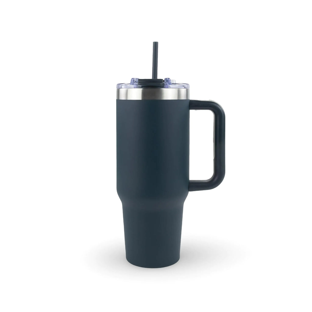 40 oz Insulated Tumbler with Handle & Straw – Hogg “Big Swig” (Navy)