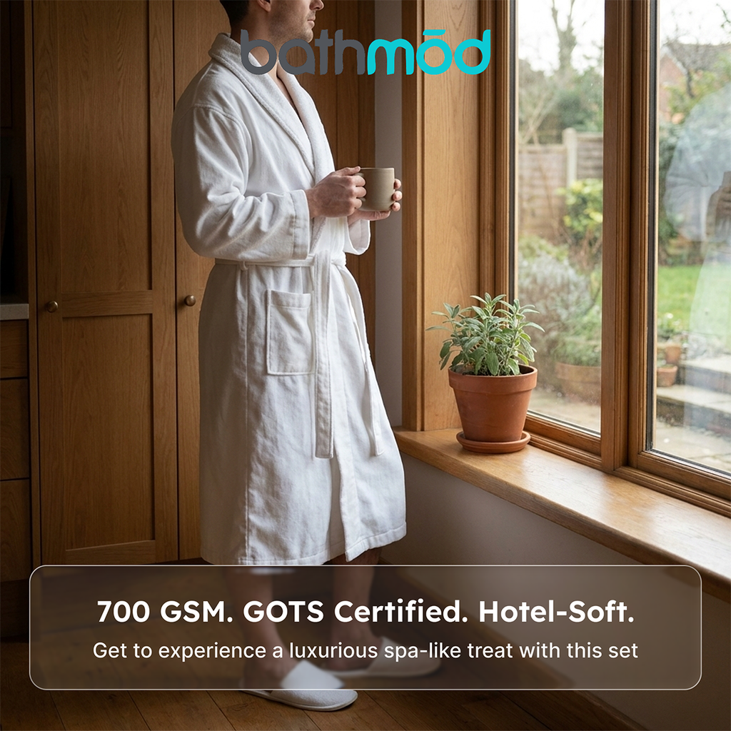 Organic Turkish Cotton Bathrobe & Slipper Set