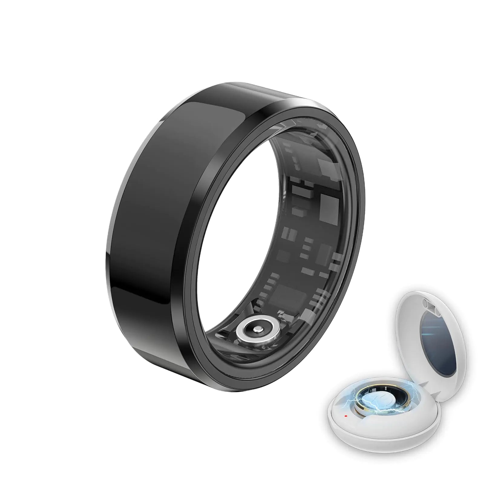 Smart Ring Health & Fitness Tracker – IP68 Waterproof (Black, Size 8)
