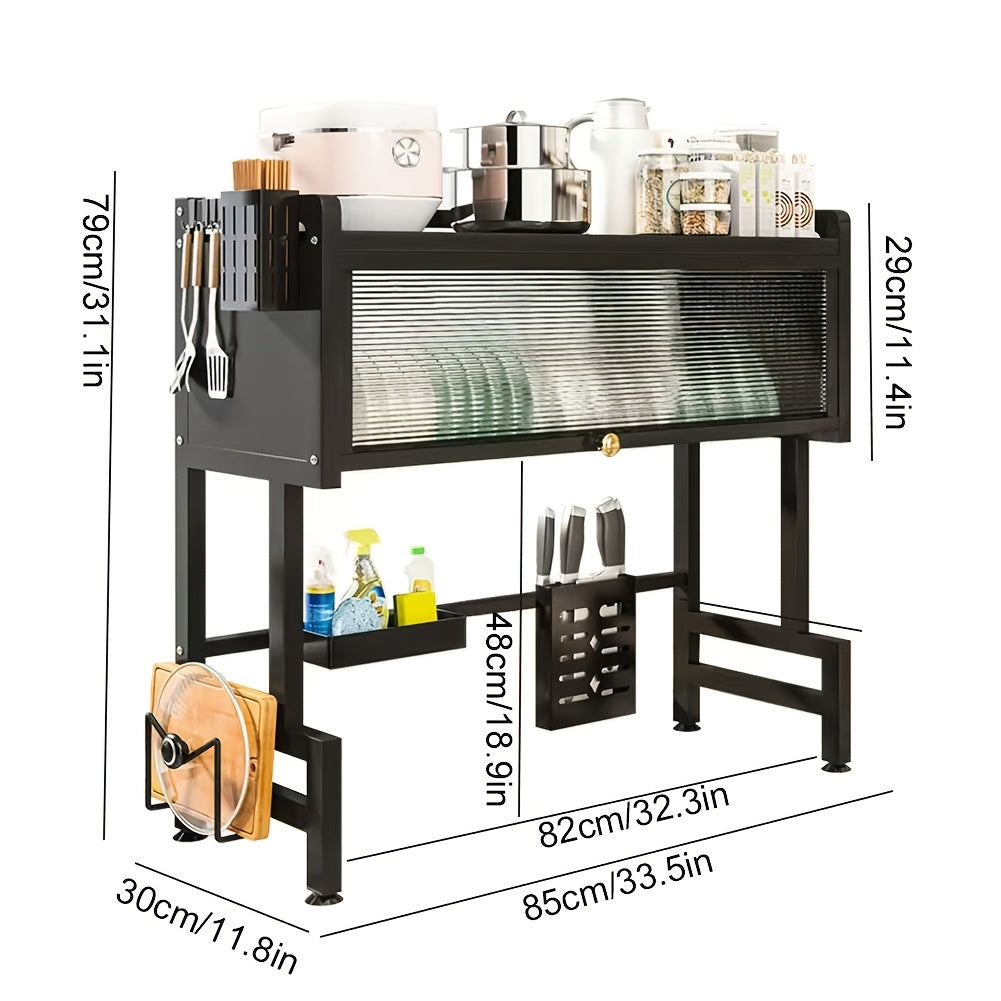 Over-the-Sink Dish Drying Rack with Dustproof Cover