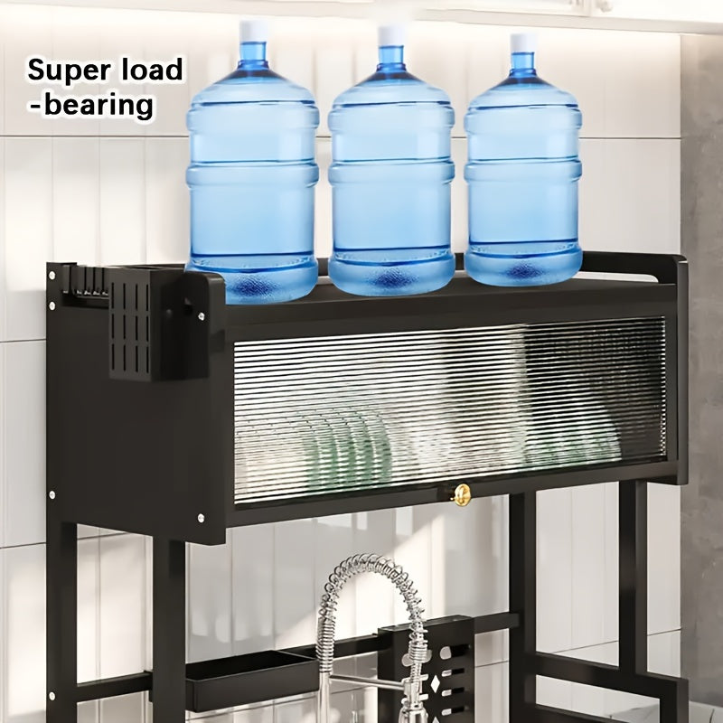 Over-the-Sink Dish Drying Rack with Dustproof Cover