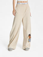 Women’s Puppy Embroidery Wide-Leg Pants