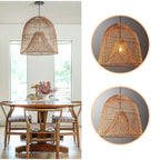 Handwoven Rattan Bell Pendant Light – Wabi-Sabi Style