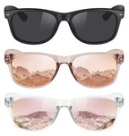 MEETSUN Classic Polarized Sunglasses for Women Men Trendy Retro Vintage Sun Glasses for Driving UV Protection 3 Pack Black Coffee Pink