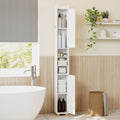 Narrow Bathroom Storage Cabinet with Shelves & Toilet Paper Holder