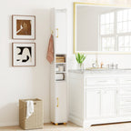Narrow Bathroom Storage Cabinet with Shelves & Toilet Paper Holder