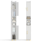 Narrow Bathroom Storage Cabinet with Shelves & Toilet Paper Holder