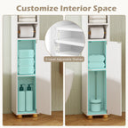 Narrow Bathroom Storage Cabinet with Shelves & Toilet Paper Holder