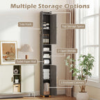 Narrow Bathroom Storage Cabinet with Shelves & Toilet Paper Holder