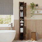 Narrow Bathroom Storage Cabinet with Shelves & Toilet Paper Holder