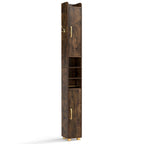Narrow Bathroom Storage Cabinet with Shelves & Toilet Paper Holder