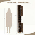 Narrow Bathroom Storage Cabinet with Shelves & Toilet Paper Holder