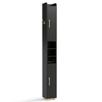 Narrow Bathroom Storage Cabinet with Shelves & Toilet Paper Holder