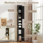 Narrow Bathroom Storage Cabinet with Shelves & Toilet Paper Holder