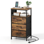 Modern Charging Nightstand with 3 Fabric Drawers – Multiple Colors