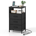 Modern Charging Nightstand with 3 Fabric Drawers – Multiple Colors