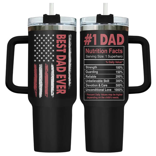 40 oz “Best Dad Ever” Stainless Steel Tumbler with Handle – 34HD