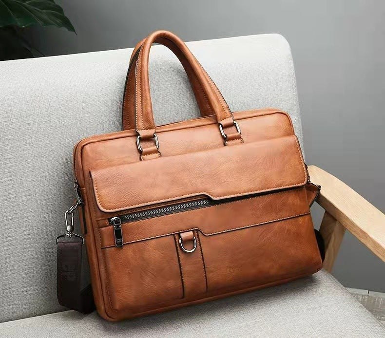 Men’s Structured Business Briefcase with Shoulder Strap
